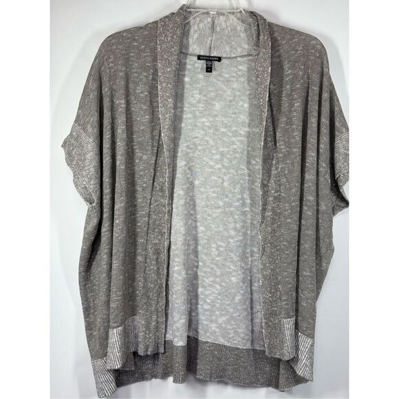 B13 - Eileen Fisher two tone gray open front slub cardigan size small - Picture 1 of 7